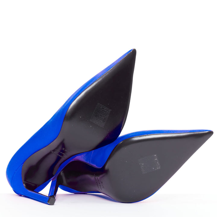 TOM FORD cobalt blue satin pointy front stiletto heeled pumps EU36.5