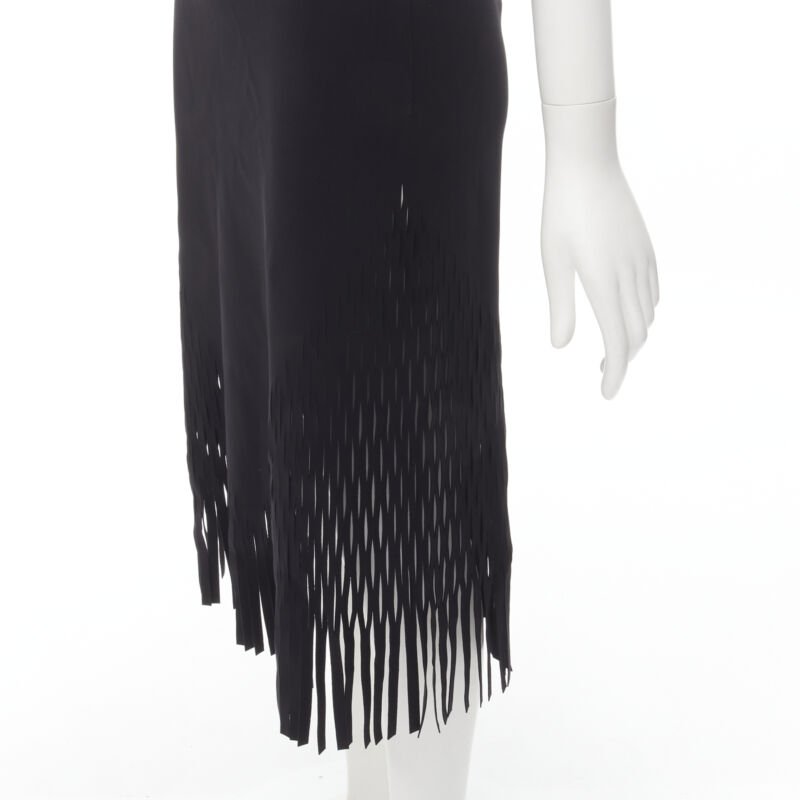 DION LEE laser cut perforated fringe midi skirt S