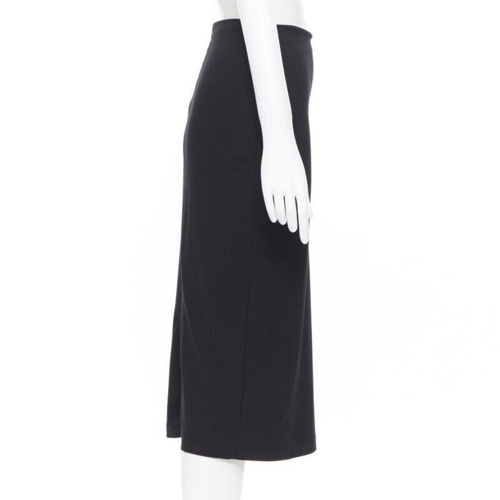 T BY ALEXANDER WANG black rayon polyester center slit stretch pencil skirt S