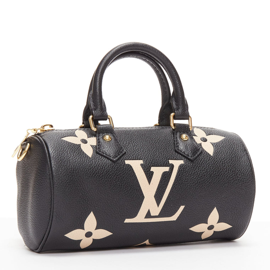 LOUIS VUITTON Papillon BB Giant Empreinte black nude small crossbody duffle bag