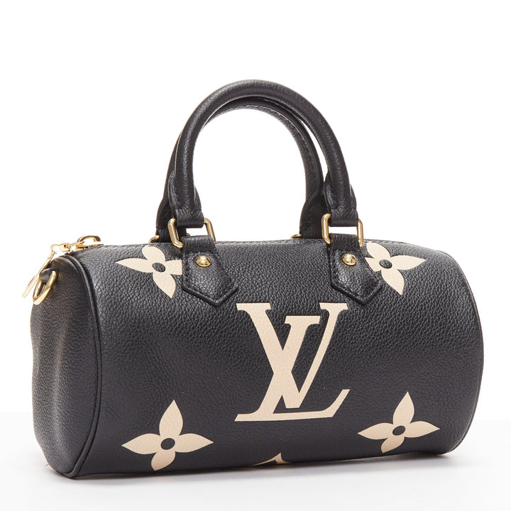 LOUIS VUITTON Papillon BB Giant Empreinte black nude small crossbody duffle bag