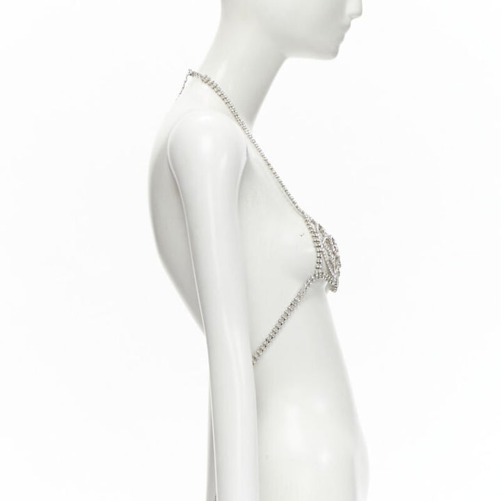 rare GUCCI ALESSANDRO MICHELE 2019 Runway GG rhinestone crystals showgirl bra