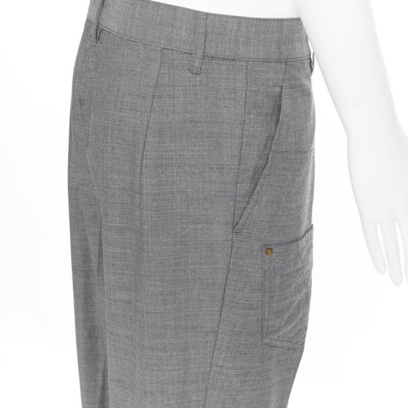 MERCIBEAUCOUP grey wool reversed back to front dropped crotch trousers JP3 L