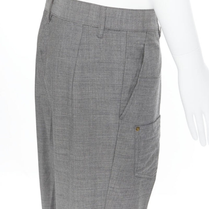MERCIBEAUCOUP grey wool reversed back to front dropped crotch trousers JP3 L