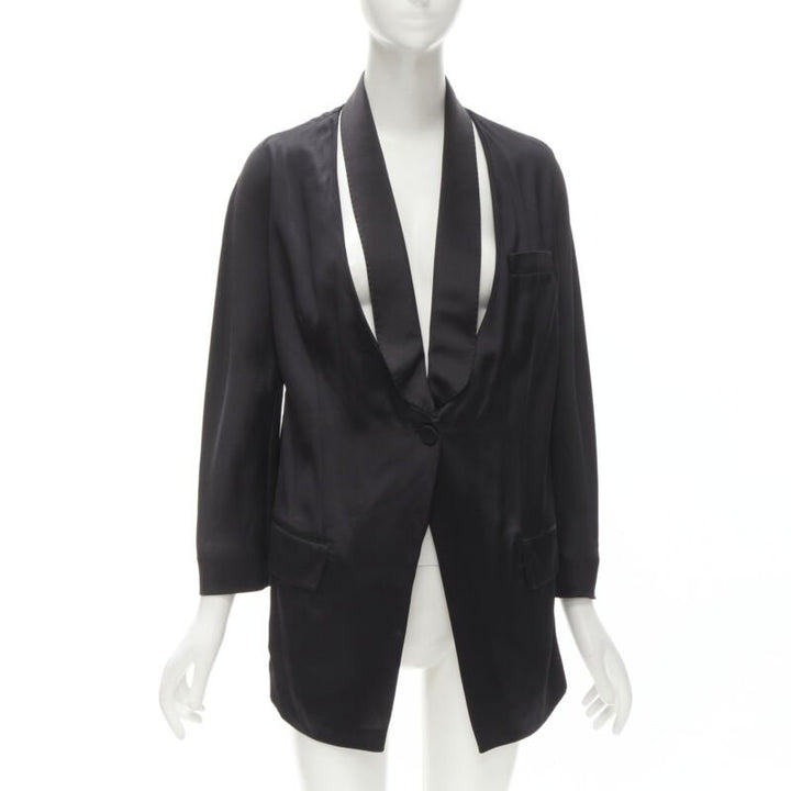 GIVENCHY Riccardo Tisci silk black cut out collar kimono robe blazer FR34 XS