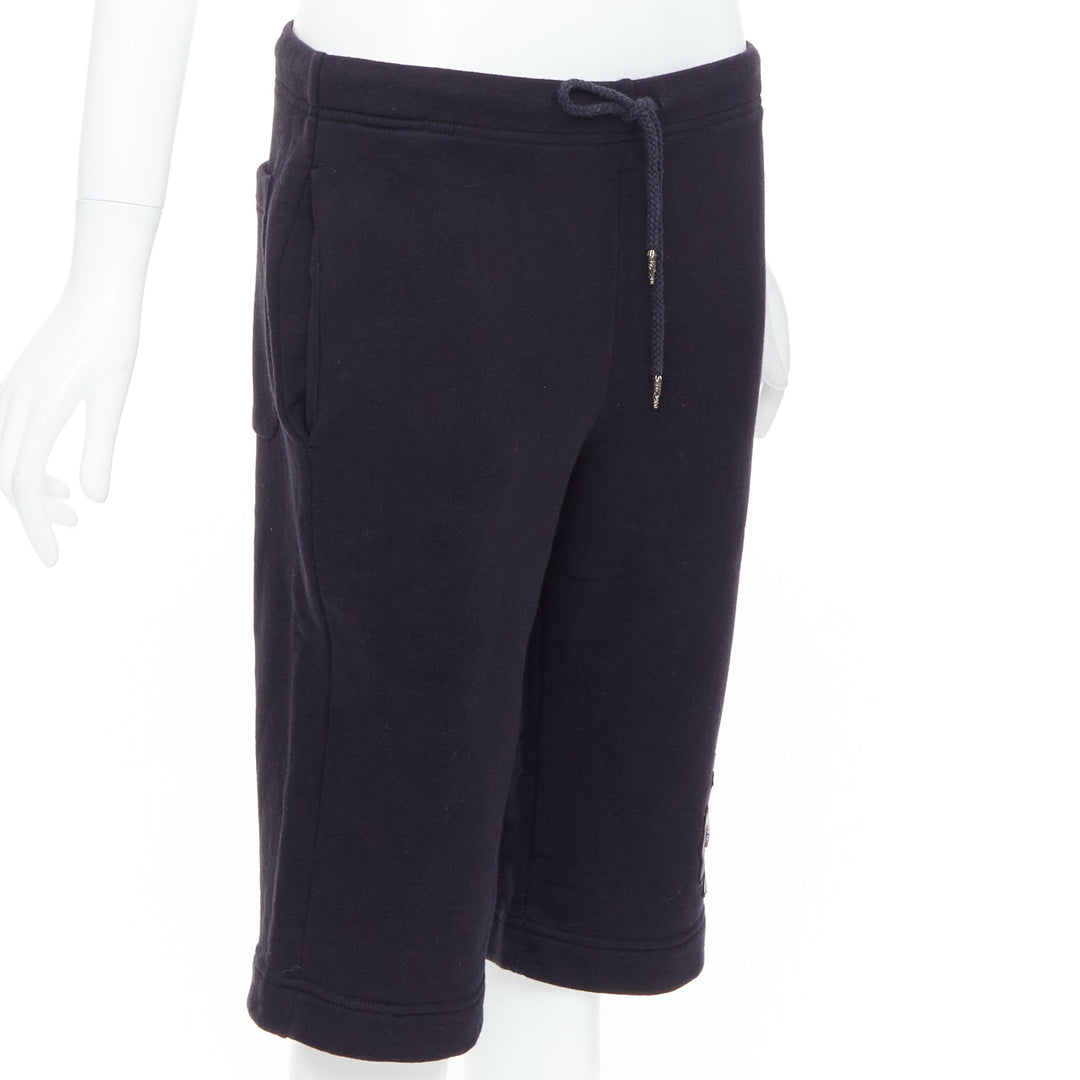 CHROME HEARTS black leather crucifix cross patch cotton bermuda shorts M