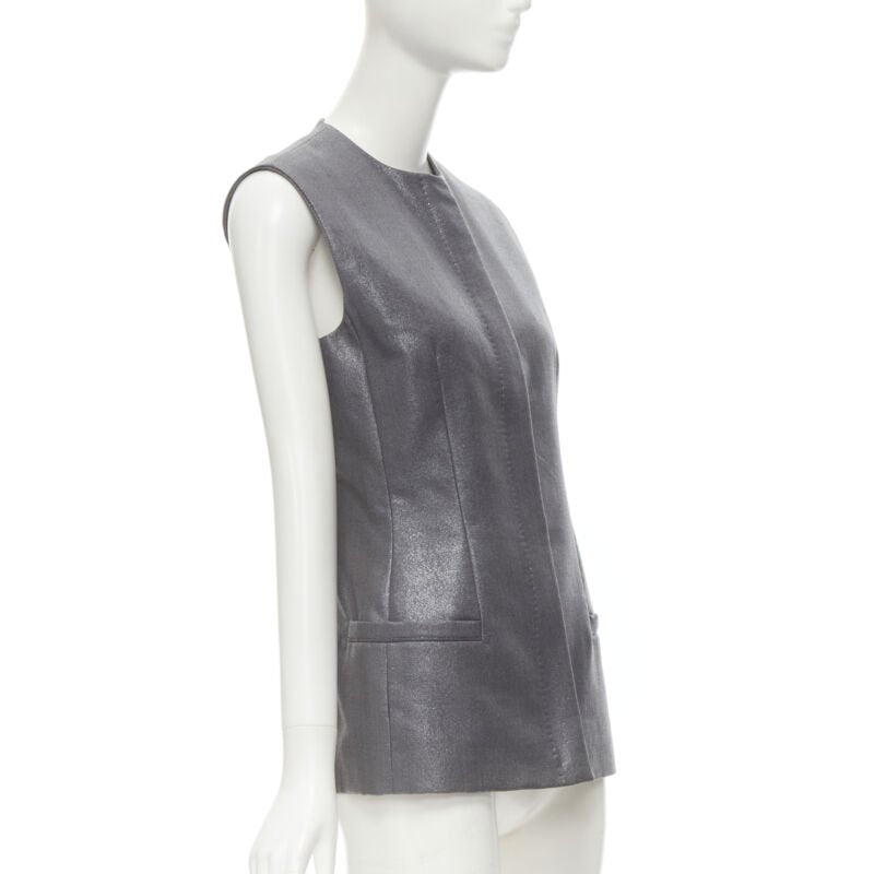 GIANNI VERSACE 1998 Vintage metallic silver lurex embroidered back vest