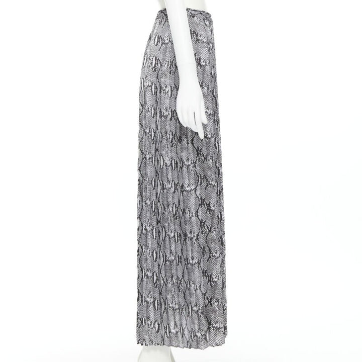 MICHAEL KORS black white scaled leather print pleated midi summer skirt XS