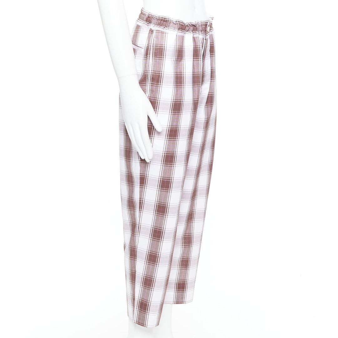 COMME DES GARCONS Homme Deux 2016 brown white checkered tapered pants S