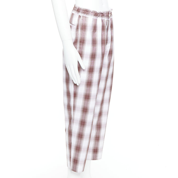 COMME DES GARCONS Homme Deux 2016 brown white checkered tapered pants S