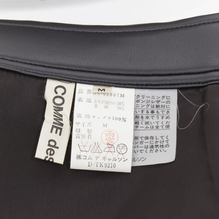 COMME DES GARCONS Vintage black faux leather silver buckle wrap skirt M