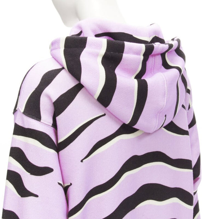 GUCCI TIGER 2022 purple cotton embroidery patch logo striped hoodie XXS