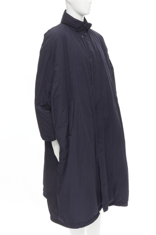 BALENCIAGA Demna 2018 navy blue padded logo cotton lined puffer coat IT46 XS