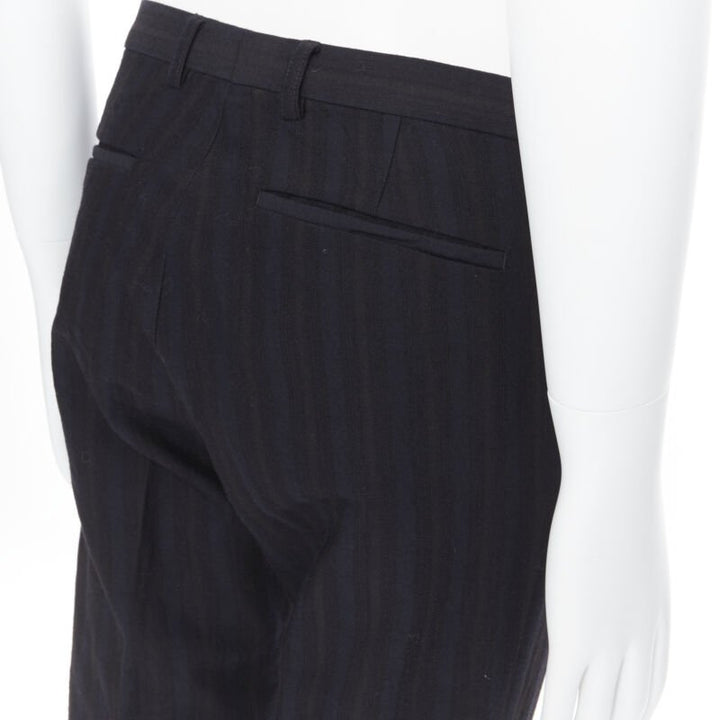 LANVIN ALBER ELBAZ mohair wool black satin side trimmed tuxedo trousers FR44