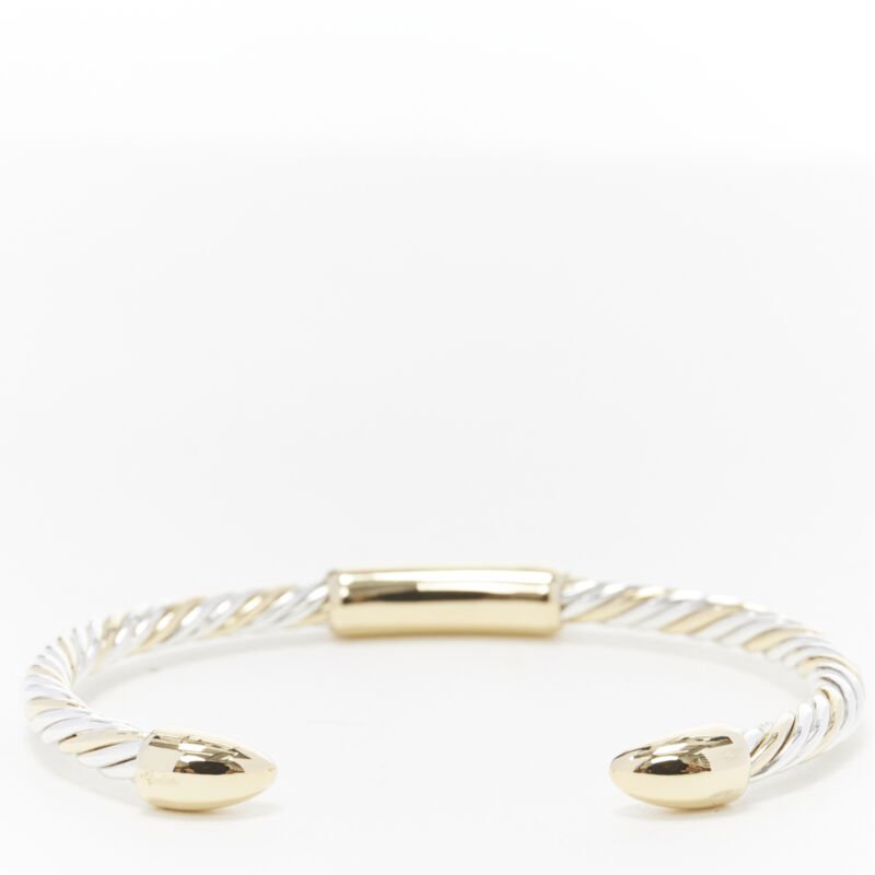vintage BVLGARI JEWELLERY 18k white yellow gold twist bangle cuff bracelet