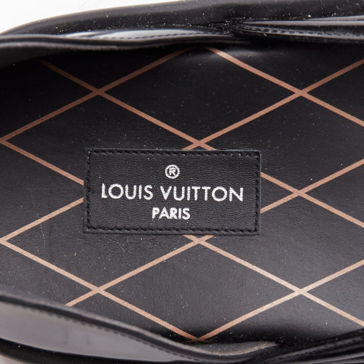 LOUIS VUITTON Desert Dream black leather geta thong sandals EU38
