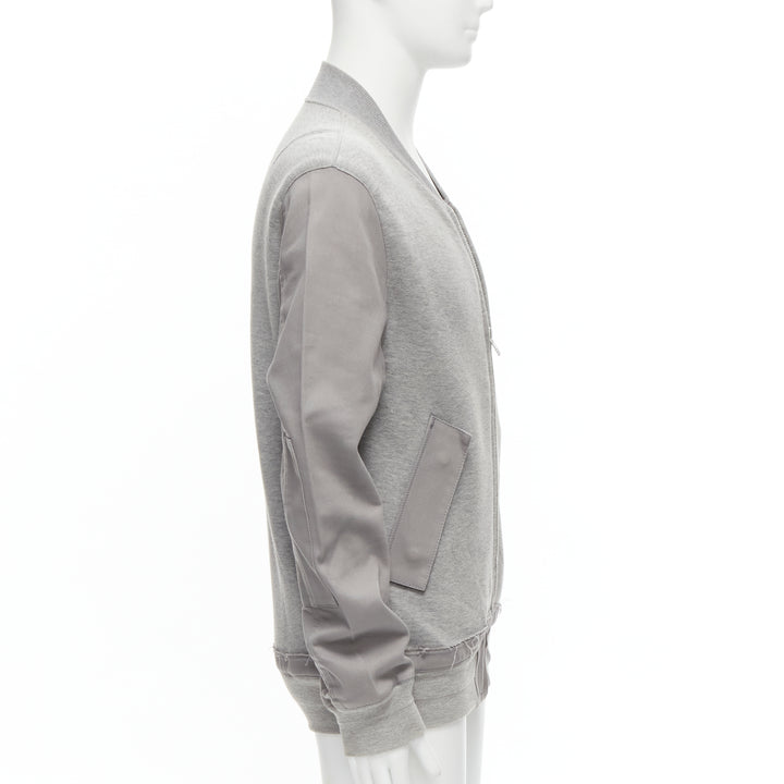 SACAI grey jersey contrast sleeves casual bomber jacket JP2 M