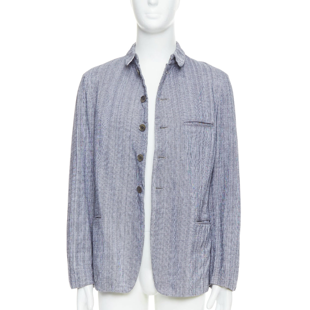 YOHJI YAMAMOTO Y's washed blue cotton drawstring waist blazer jacket JP3 L