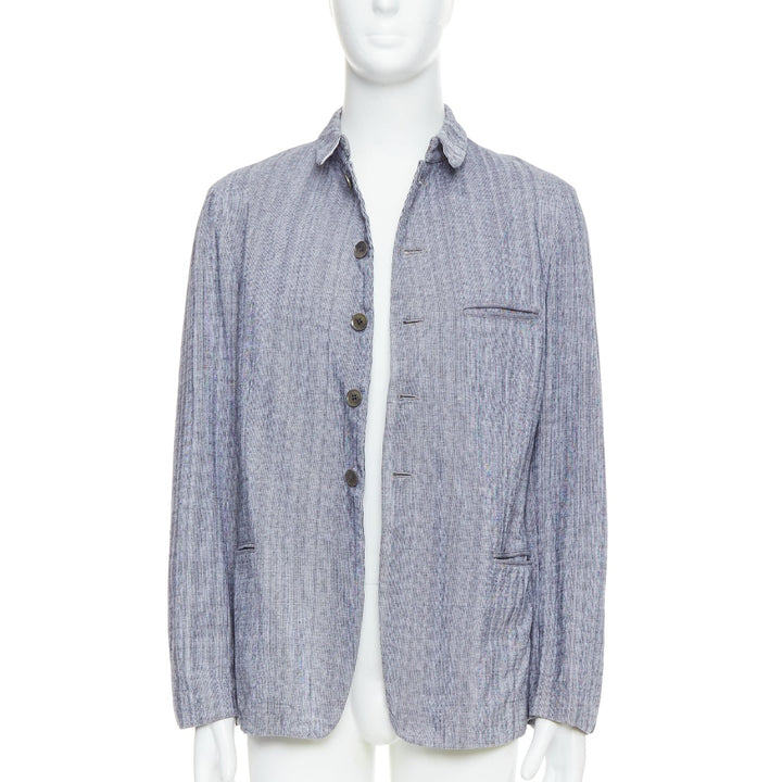 YOHJI YAMAMOTO Y's washed blue cotton drawstring waist blazer jacket JP3 L