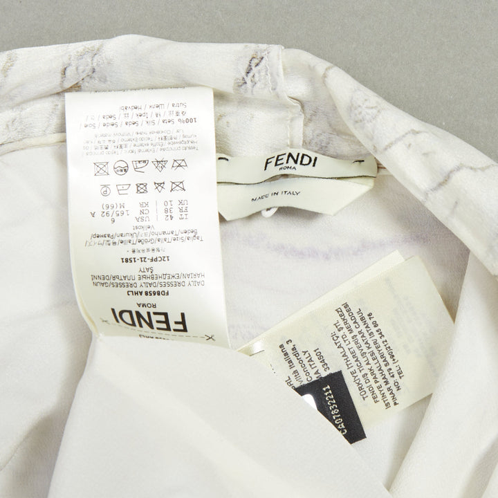 FENDI FF Karligraphy off white monogram marble print midi dress IT42 M