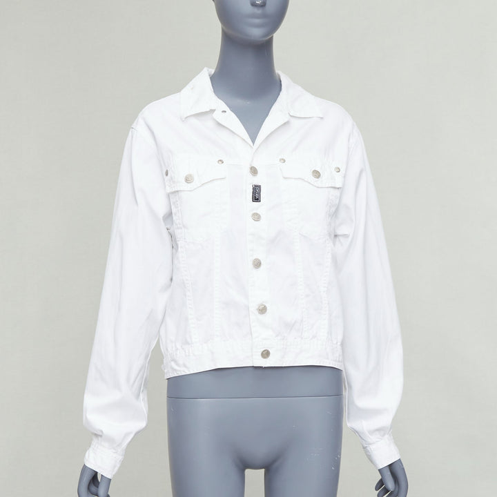 VERSACE YOUNG Vintage white silver medusa logo button jacket