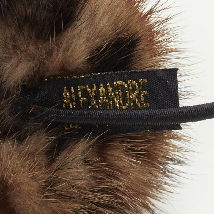 ALEXANDRE DE PARIS Alexander Zouari LOT OF 4 leather rose fur crystal hair tie