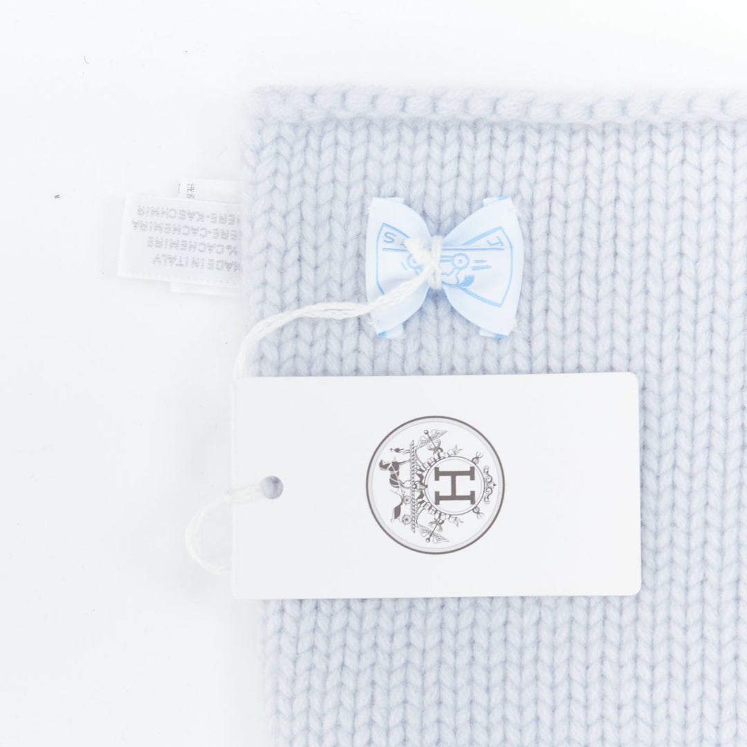HERMES BABY H102986M Adada 100% cashmere Bleu Glacier knitted baby blanket scarf