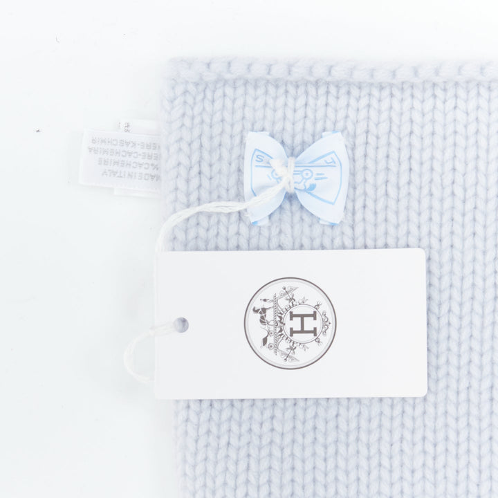 HERMES BABY H102986M Adada 100% cashmere Bleu Glacier knitted baby blanket scarf
