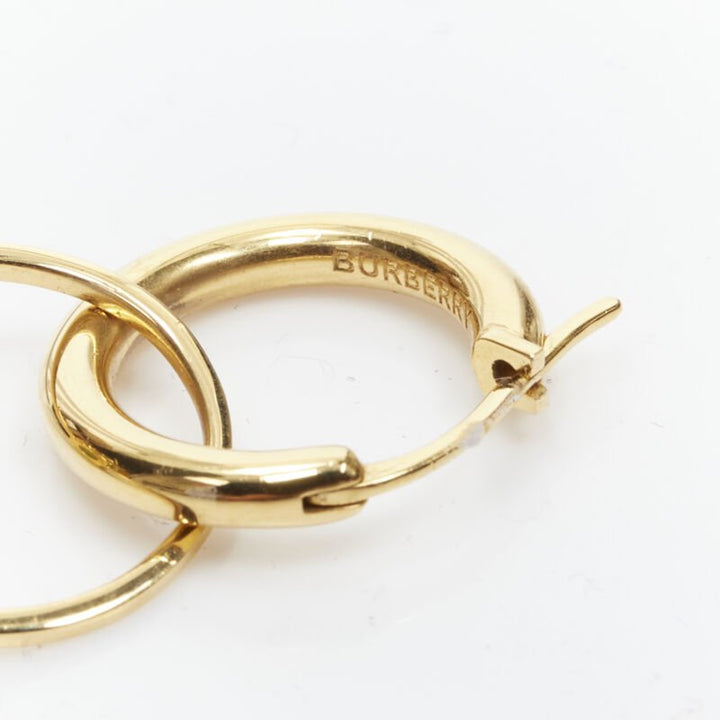 BURBERRY Riccardo Tisci gold green crystal ring hoop drop earrings pair