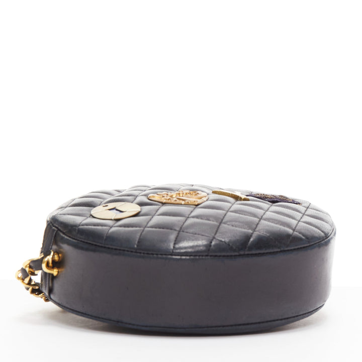 TIGER IN THE RAIN CHANEL Vintage I Love You applique round crossbody chain bag