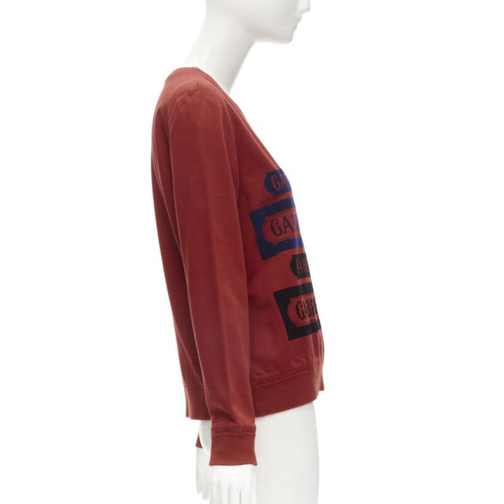 CHANEL 2017 Gabrielle velvet print red cotton fleece sweatshirt pullover FR40 M