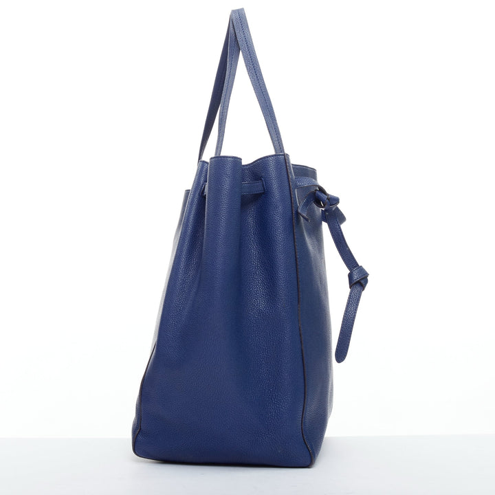 CELINE Cabas Phantom dark blue leather silver logo medium tote bag