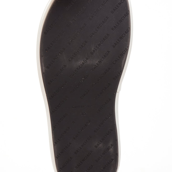 BALENCIAGA Rise white calf leather black logo padded wedged slides EU38