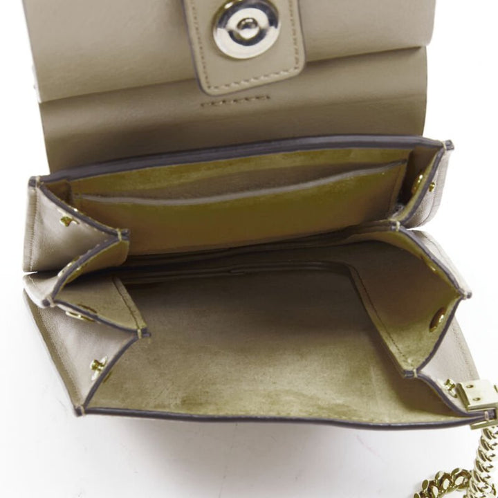 CHLOE Faye gold bangle bracelet ring chained crossbody grey suede leather bag