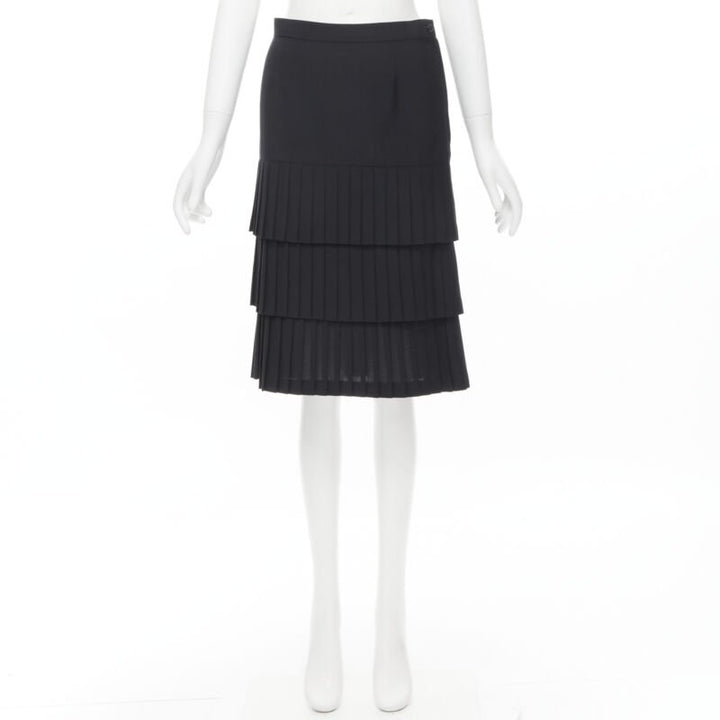 JUNYA WATANABE 1998 black pleated tiered hem pencil skirt S