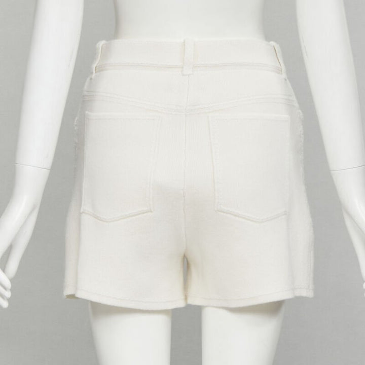 BARRIE Denim Suit cashmere cotton knit ivory shorts M