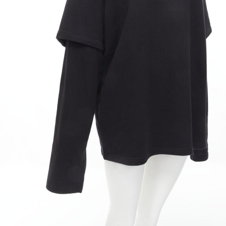 VETEMENTS TOMMY HILFIGER Demna 2018 black double sleeve oversized hoodie XS