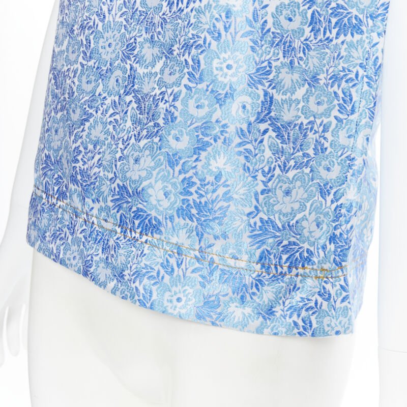 CALVIN KLEIN 205W39NYC RAF SIMONS blue floral jacquard sleeveless top Fr36 S