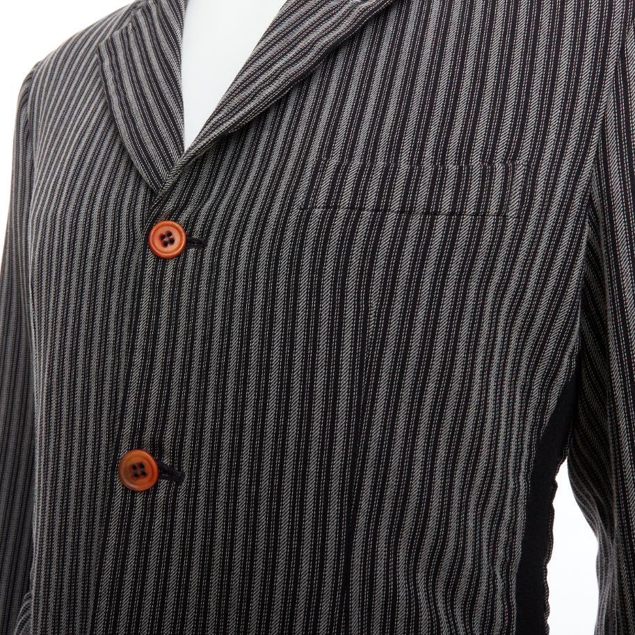 COMME DES GARCONS HOMME PLUS Evergreen grey black striped layered blazer M