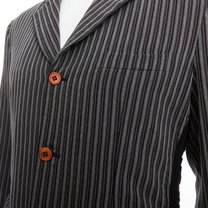 COMME DES GARCONS HOMME PLUS Evergreen grey black striped layered blazer M