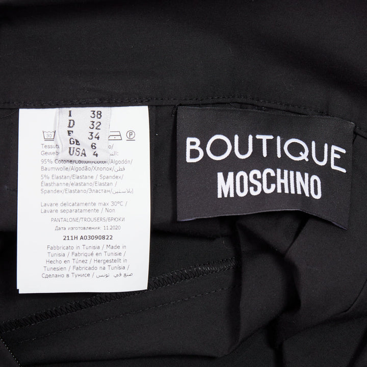 MOSCHINO Boutique black cotton blend bow tie waist pleated shorts IT38 XS