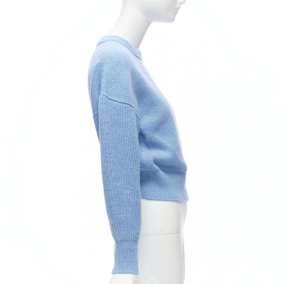 ALEXANDER MCQUEEN 2021 powder blue speckled wool boxy cropped sweater XS