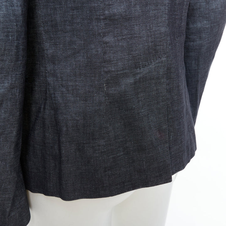 HAIDER ACKERMANN Runway dark blue linen cotton shawl blazer jacket M