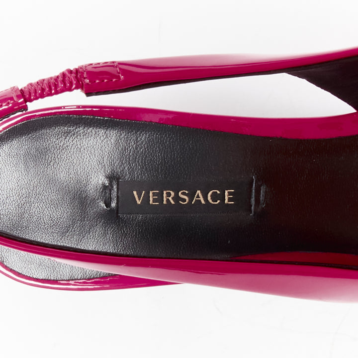 VERSACE Palazzo Medusa fuscia pink sling kitteh heel pointed toe pump EU36