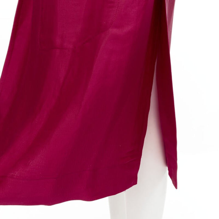 HAIDER ACKERMANN Fuschia pink linen rayon flap layered robe coat FR34 XS