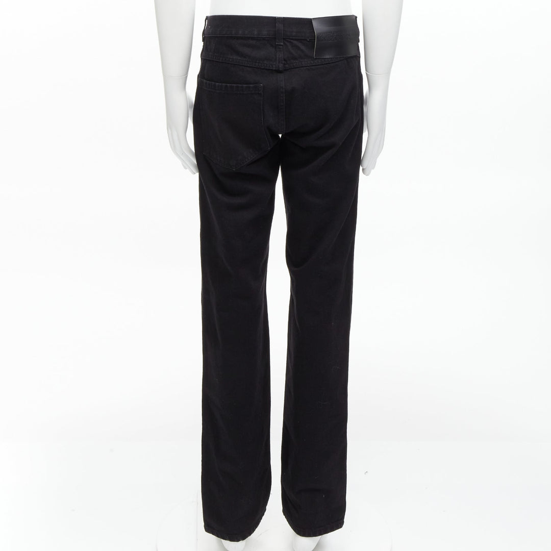 CALVIN KLEIN 205W39NYC Raf Simons black distressed satin patch washed jeans 31"