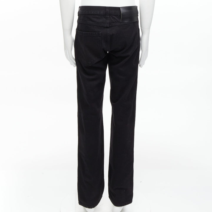 CALVIN KLEIN 205W39NYC Raf Simons black distressed satin patch washed jeans 31"