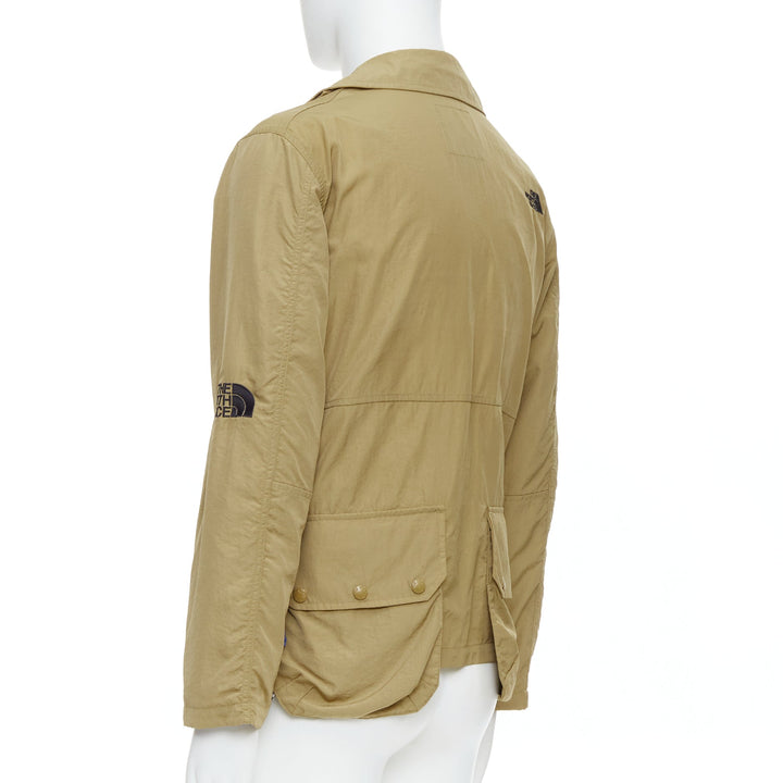 THE NORTH FACE khaki nylon blue trims black logo windbreaker jacket XS