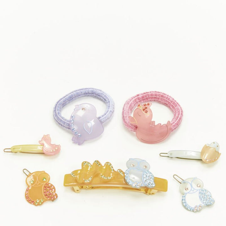 CHIC & MODE Alexandre Zouari LOT OF 5 crystal duck owl hair clip barette tie
