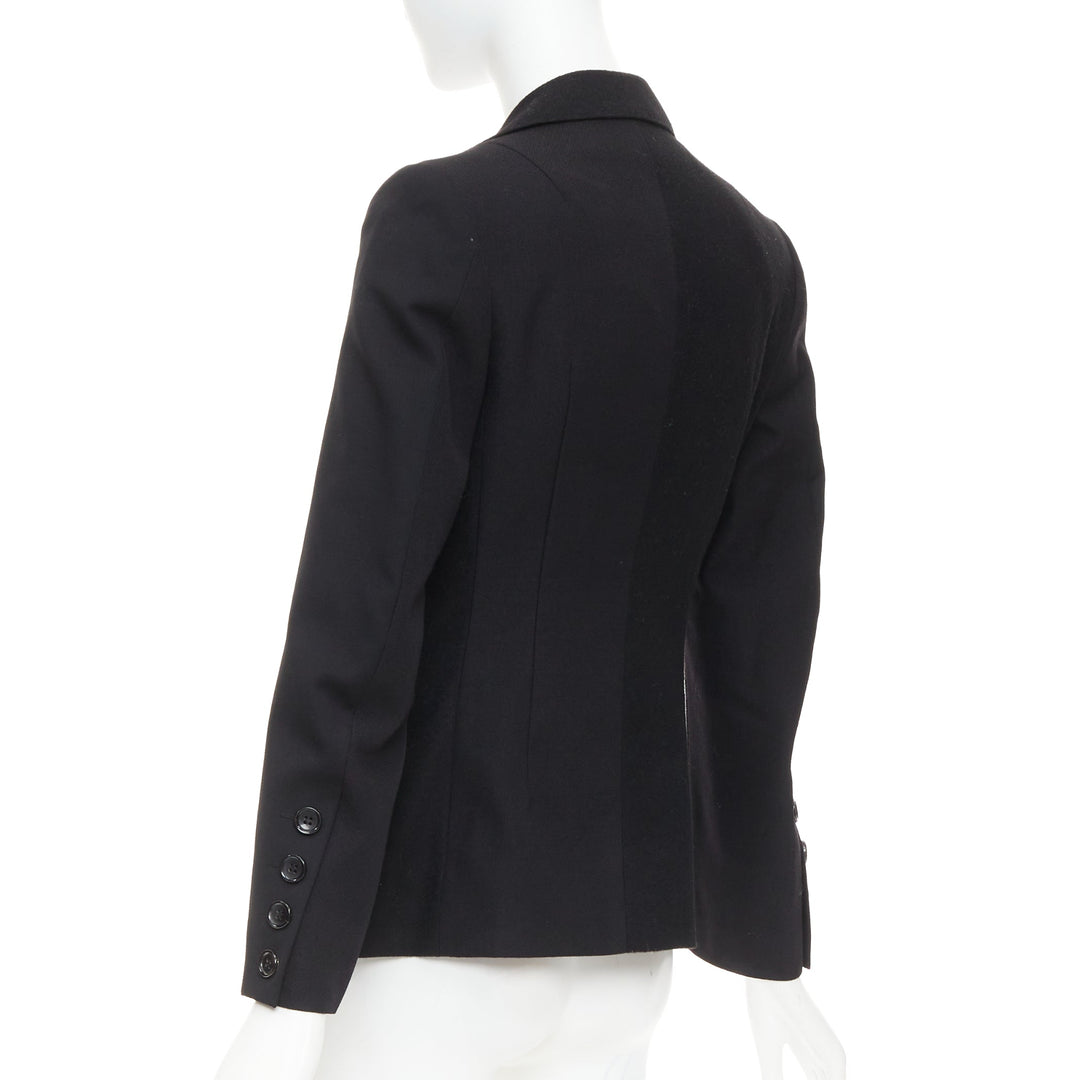 JUNYA WATANABE 2006 black wool contrast wide collar flap pocket blazer XS